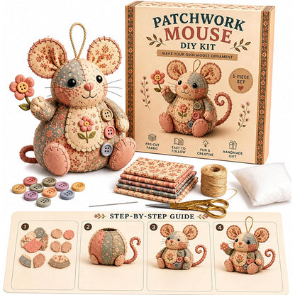 ⏳OFERTA POR TIEMPO LIMITADO 50% DE DESCUENTO🐭🧵 Kit para hacer un ratón patchwork