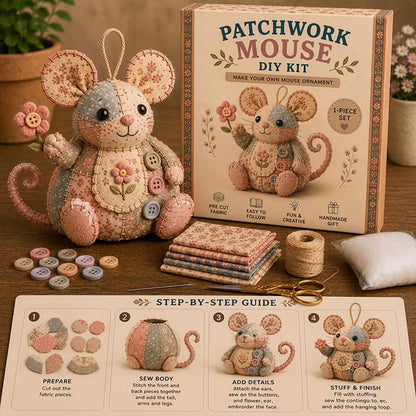 ⏳OFERTA POR TIEMPO LIMITADO 50% DE DESCUENTO🐭🧵 Kit para hacer un ratón patchwork