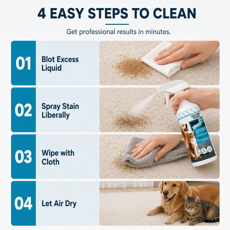 🐾 Spray quitamanchas y eliminador de olores para mascotas – Limpiador enzimático para orina, heces, alfombras y tapicería