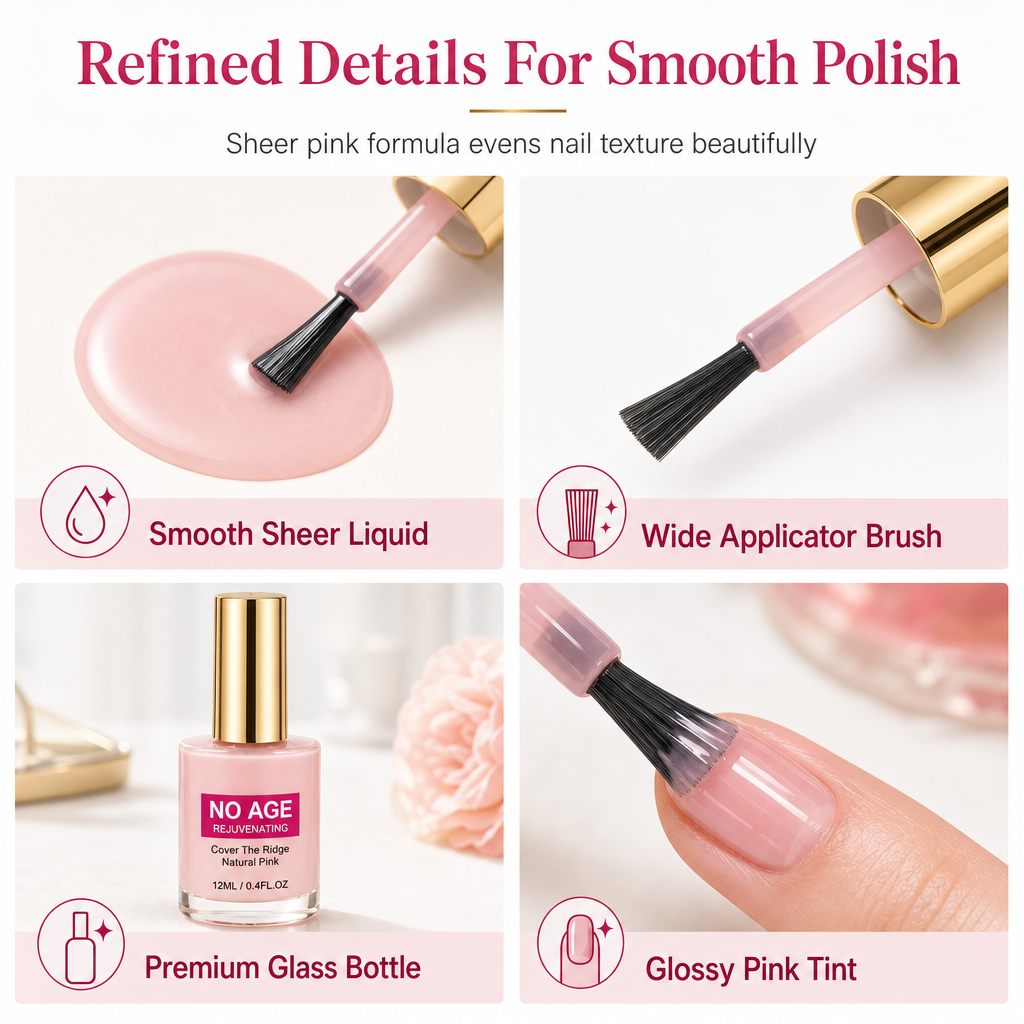 Liquido levigante e riempitivo per unghie con effetto lucido rosa nude, per unghie irregolari, 12 ml