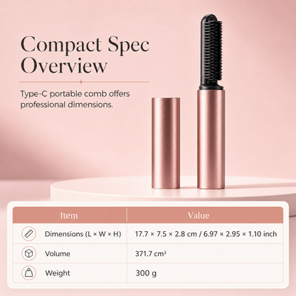 🔥50% OFF NOW!💇 Add Crown Volume Instantly! Cordless Heated Bangs Styling Comb, Portable Rechargeable Mini Hot Brush for Travel Hair Styling