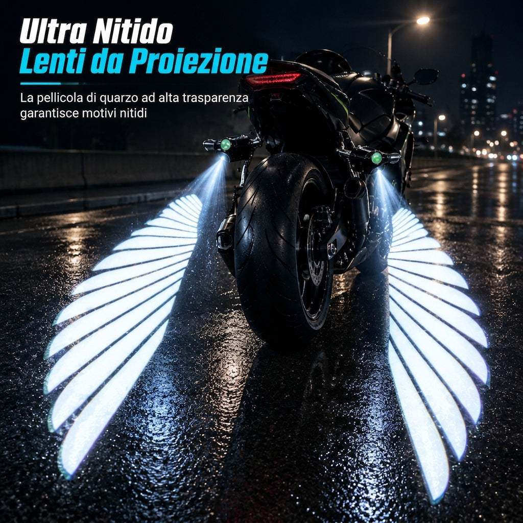 Luci LED da proiezione a forma di ali d'angelo per moto