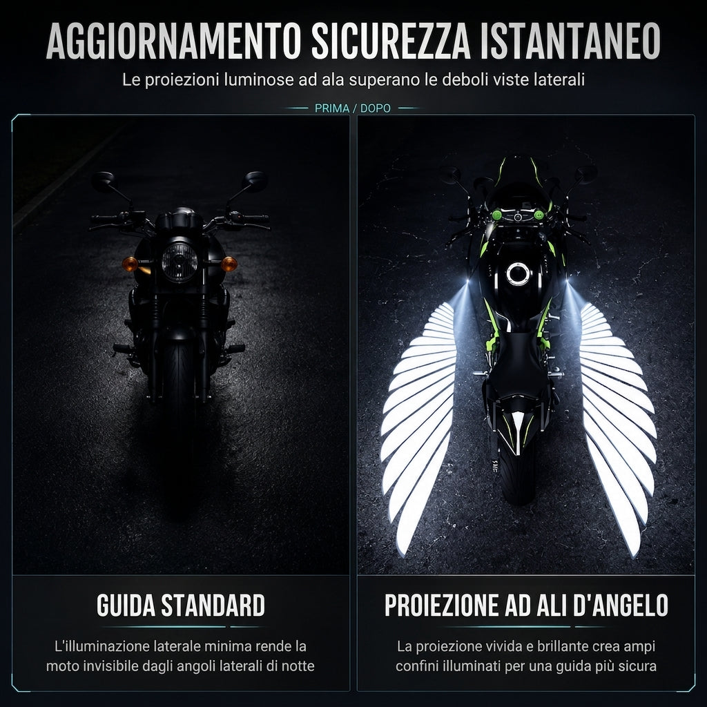 Luci LED da proiezione a forma di ali d'angelo per moto