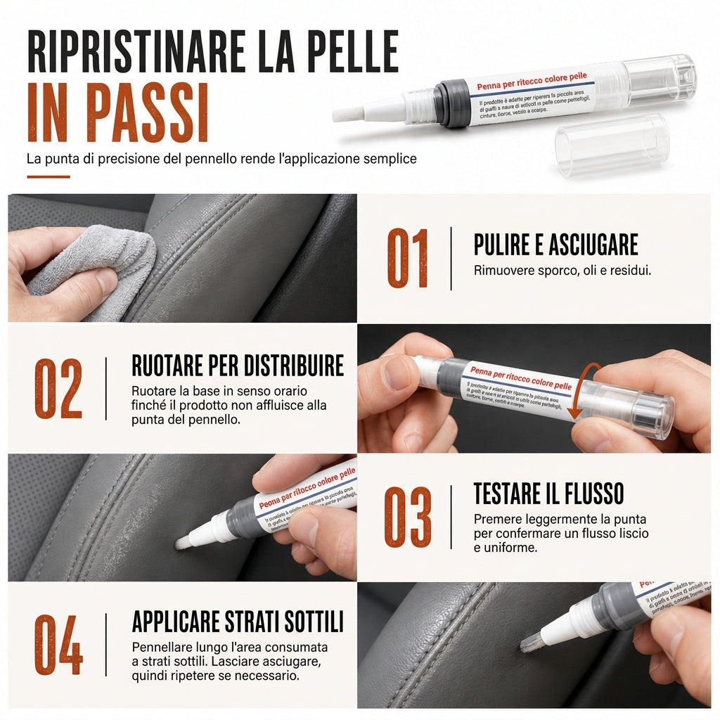 📢📢SCONTO DEL 60%! ⏰Penna ritocco per pelle per scarpe borse divani e giacche Ripristino colore e riparazione graffi